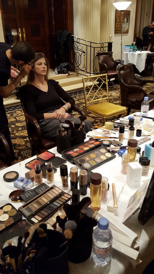 Visoanska Products on backstage with a model